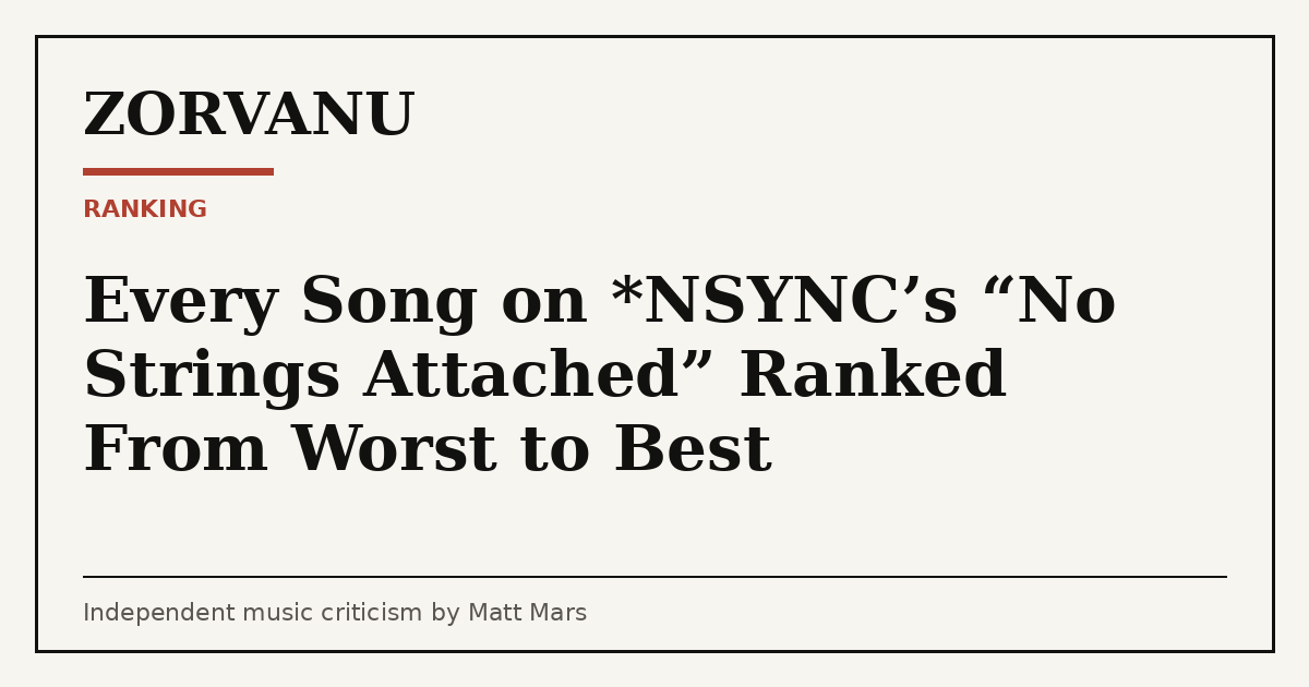 Editorial cover for Every Song on *NSYNC’s “No Strings Attached” Ranked From Worst to Best