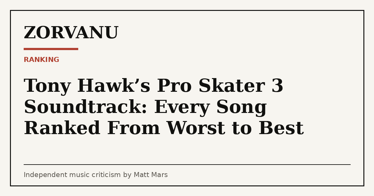 Editorial cover for Tony Hawk’s Pro Skater 3 Soundtrack: Every Song Ranked From Worst to Best